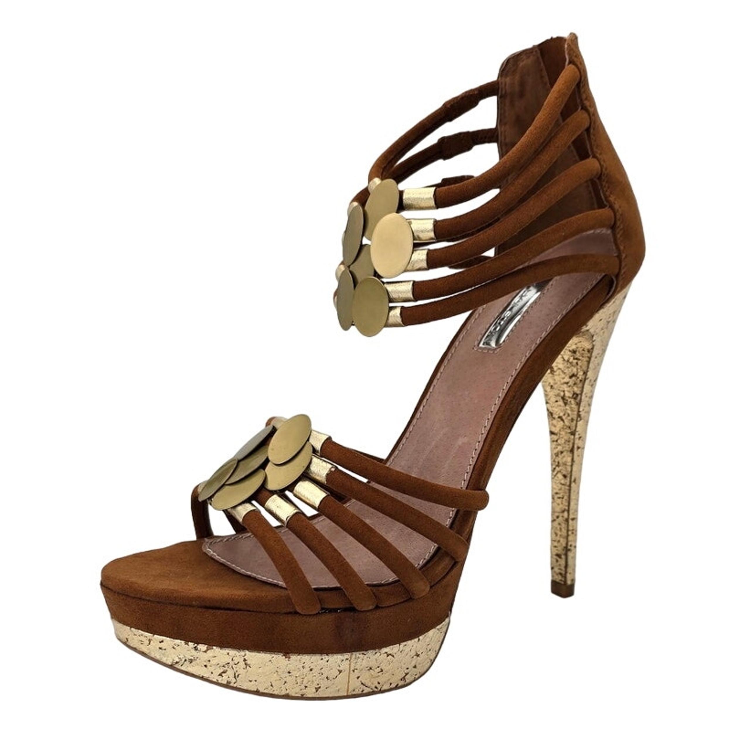 H By Halston Page Taupe High Heel Platform Strappy Gladiator Stiletto Womens 8.5