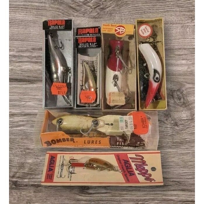 Fishing Lure Lot South Bend Lazy Ike Rapala Clown Shad Rap Tackle Bait Mepp Vtg