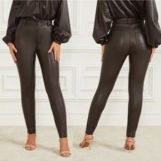 NWT New 200 Guess Marciano Nova Faux-Leather Skinny Brown Pant Size 2