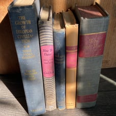 5 Vintage Antique Books Home Decor Old Distressed Bookshelf Decorative Staging