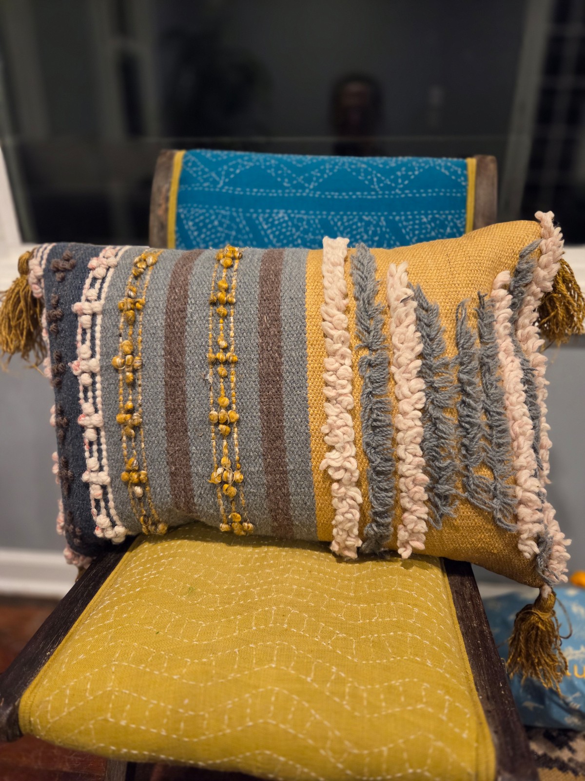 Arhaus throw pillow wool jute feather insert