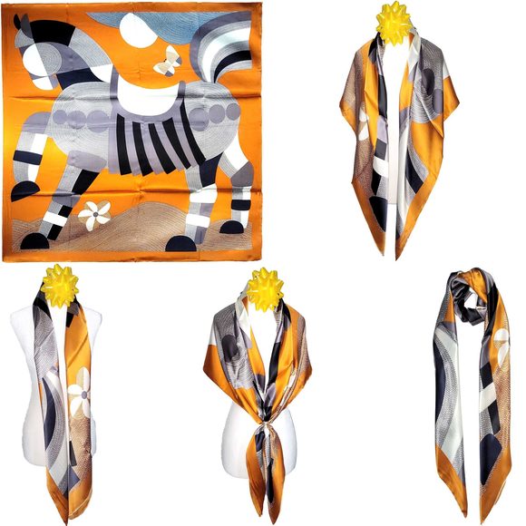 NWT Genuine 100% Mulberry Silk Satin Scarf 42 x42 Large Square Shawl 59591