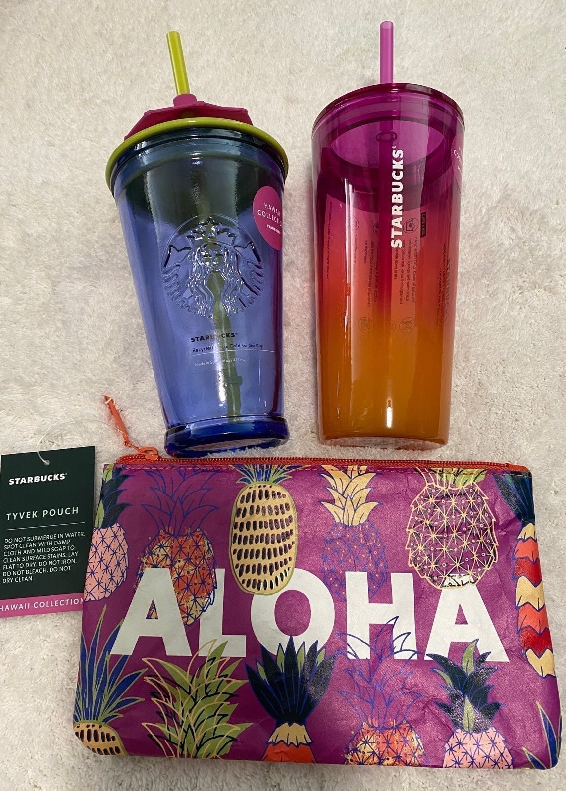 Starbucks Hawaii exclusive pink sunset ombre & umbrella glass