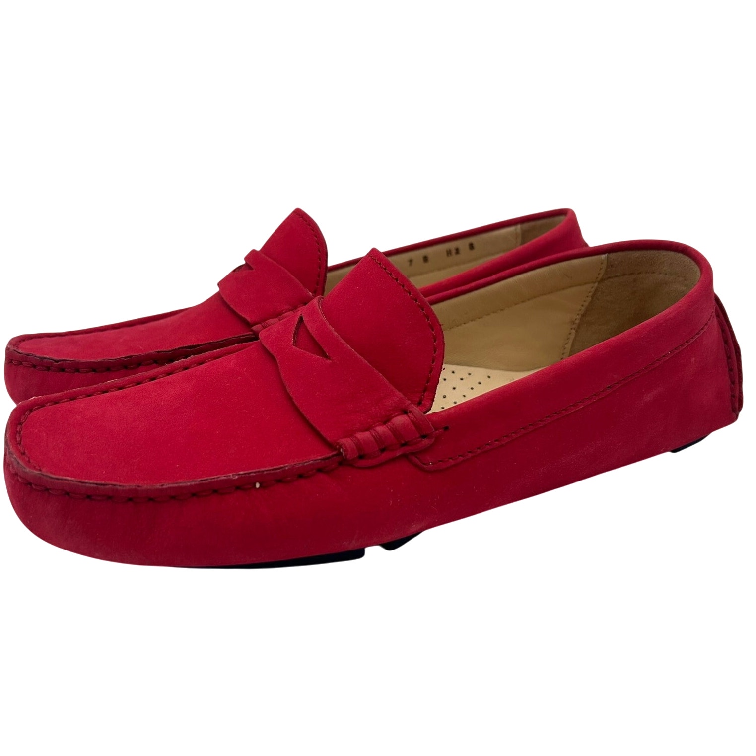 New Cole Haan Trillby Driver Nubuck Leather Penny Loafer SIZE 7 TangoRed Classic