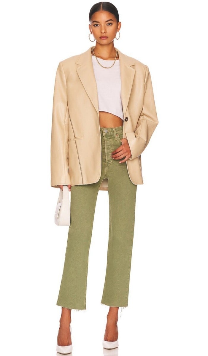 Re/Done 70s Ultra High Rise Stove Pipe Jeans in Washed Sage