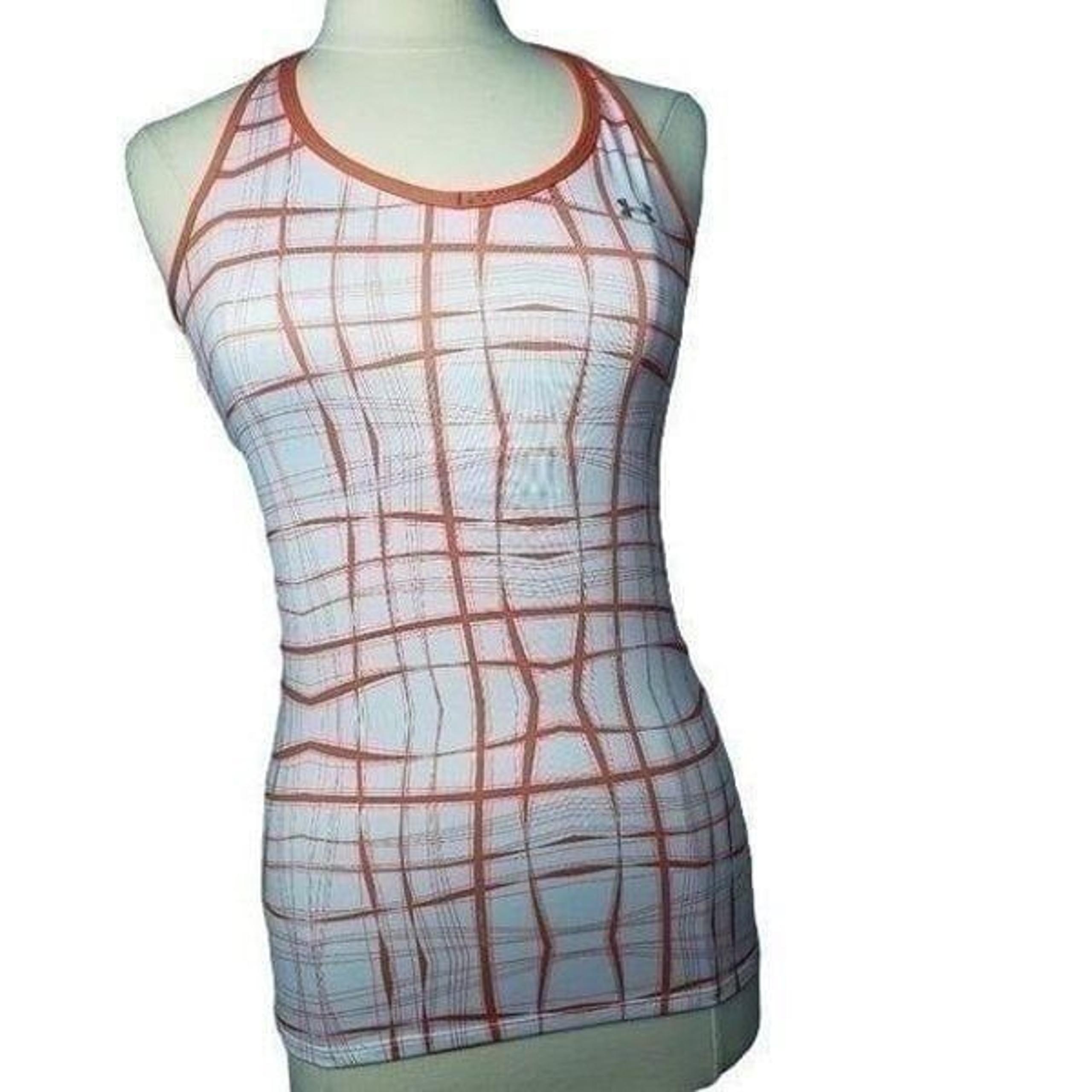 Under Armour Women's Racer Tank Top Built in Sports Bra Orange White Small NWOT
