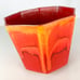Vintage Pottery Bright Orange Drip Glaze Octagonal Planter Mid Century Modern