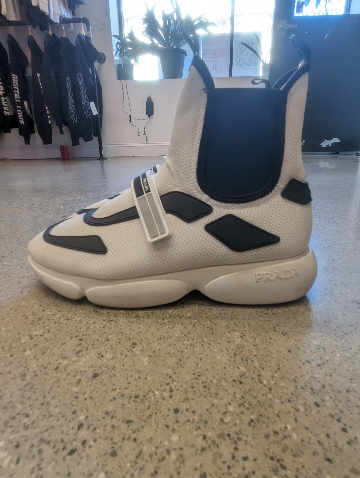 Prada Sneakers Men's Size 9US White and Black HI Tops Great Condition