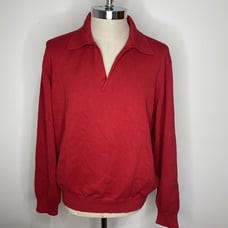 Orivs Cotton Red Sweater Size XL Pull Over V Neck Collar Mens