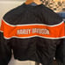 Vintage HARLEY-DAVIDSON Nylon Bomber Racing Jacket Black White Orange sz XSmall