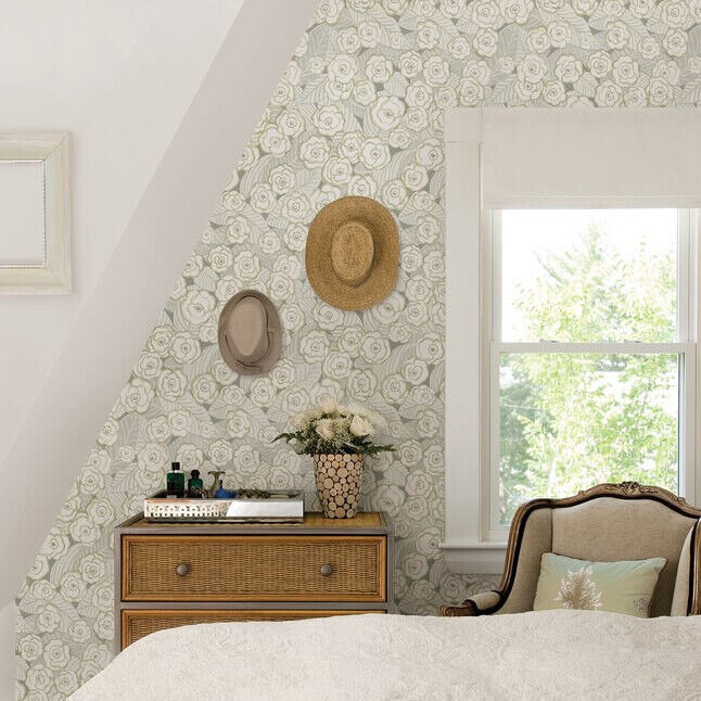 A Street Prints Emery Grey Floral Wallpaper 20.5 inch x 11 YDS