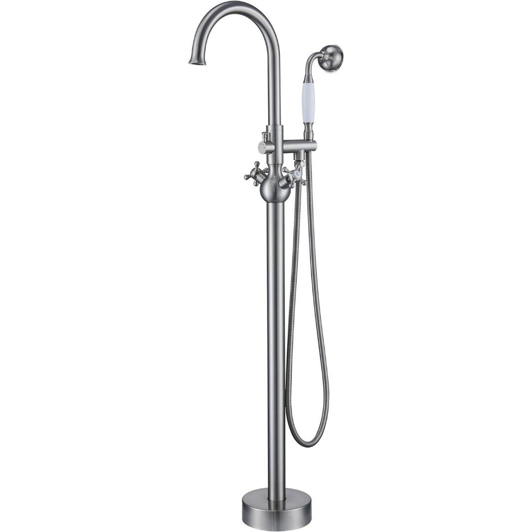 CASAINC Freestanding Bathtub Faucet Filler 2.7gpm Vintage Style Brush Nickel NEW