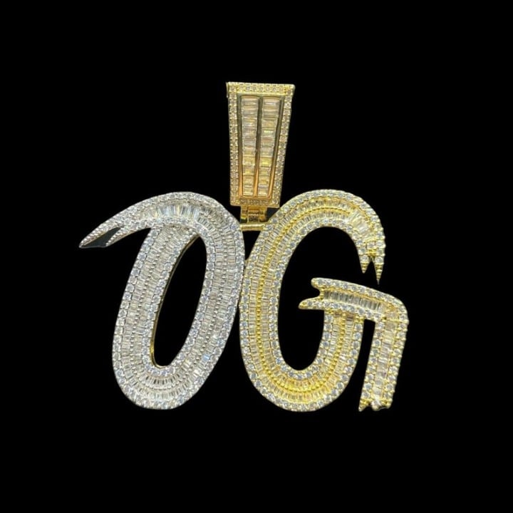 New Drop! Iced Out Bling Baguette CZ Cursive Letters OG