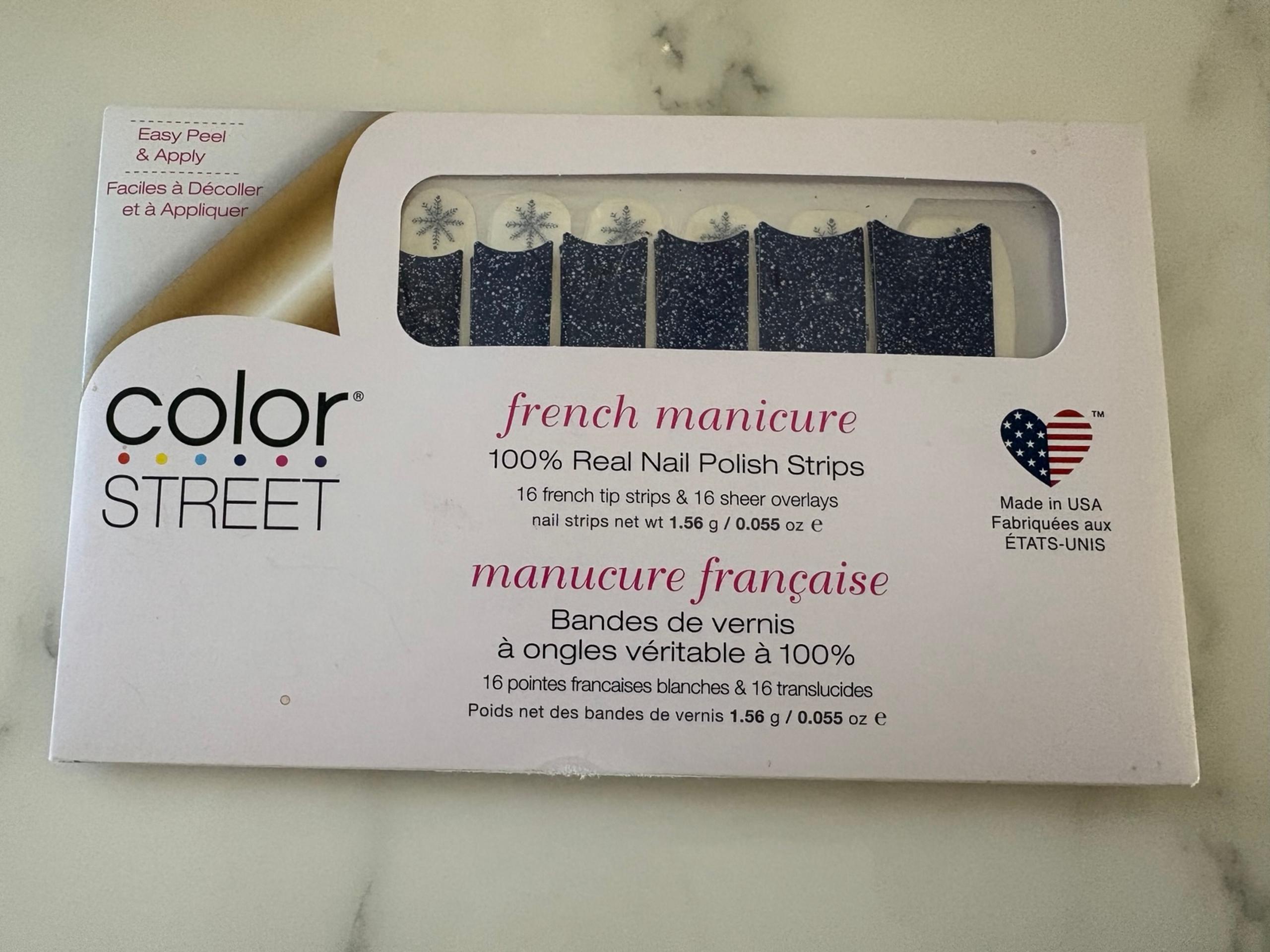 Color street blue nails “in a flurry” press on nails