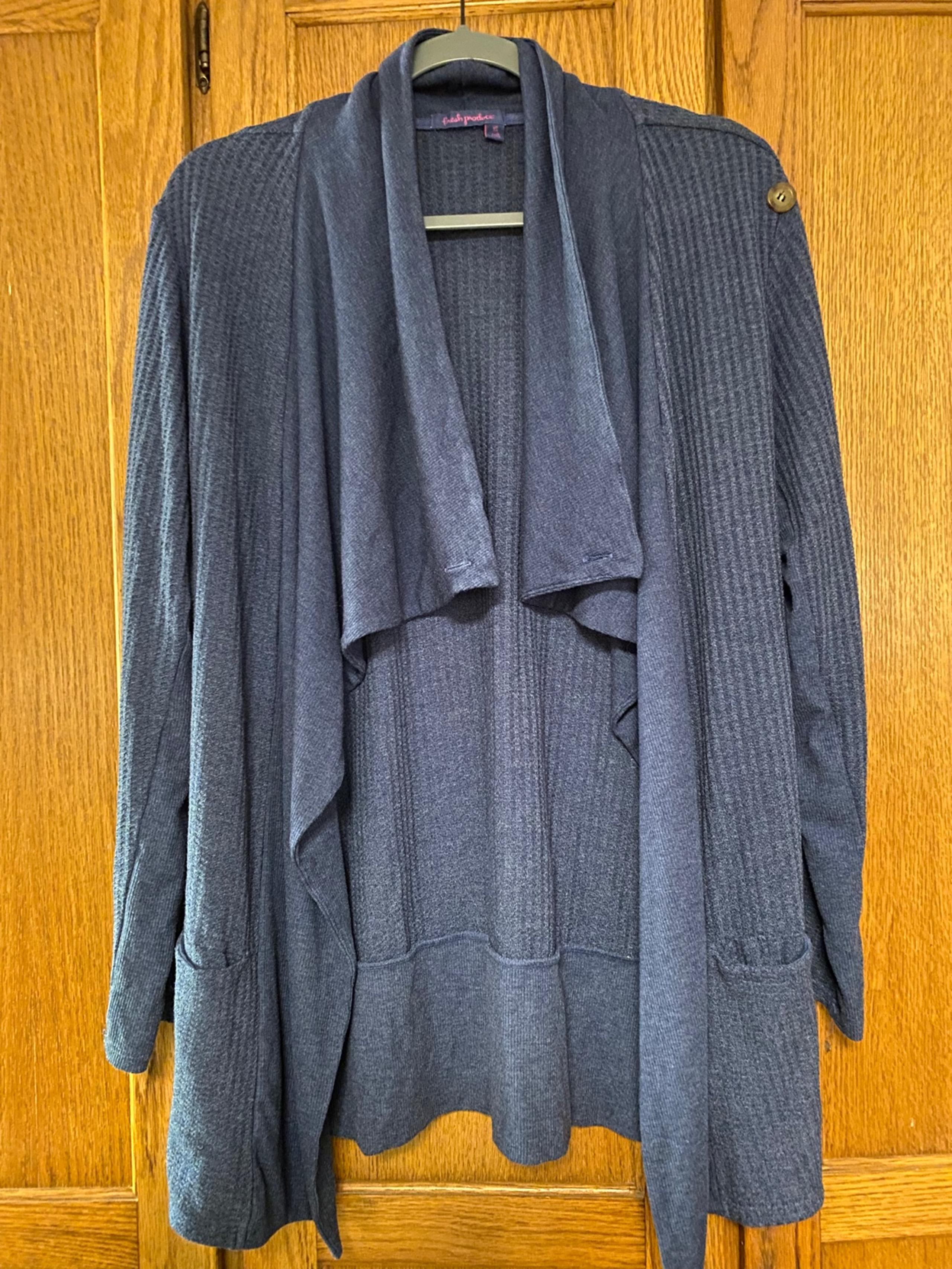 Fresh Produce Luna Portland Cardigan in Heathered Blue Size Small