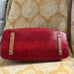 EUC Dooney and Bourke Red Suede Leather Embossed Snake Print Erica Shoulder Bag
