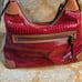 EUC Dooney and Bourke Red Suede Leather Embossed Snake Print Erica Shoulder Bag