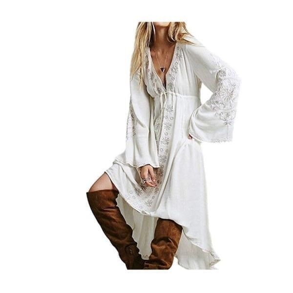 Bohemian Embroidered High Low Long Dress