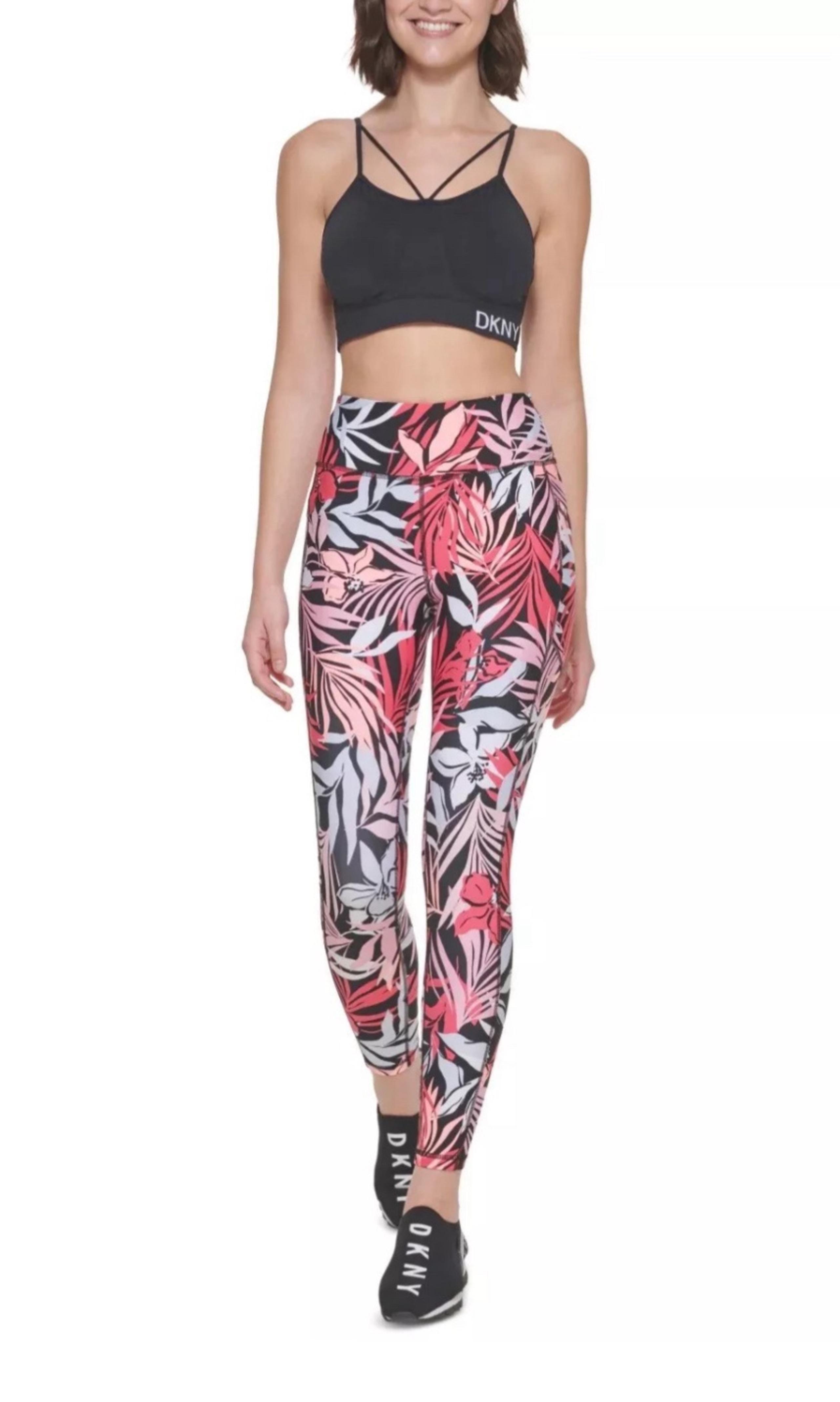 New DKNY Womens Sport Printed 7/8 Leggings High Waisted floral Size XS