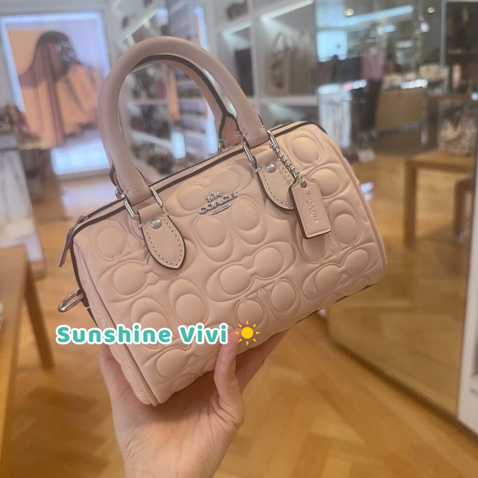 NWT Coach Mini Rowan Crossbody Bag Blocked Signature Leather CY743 Silver Blush