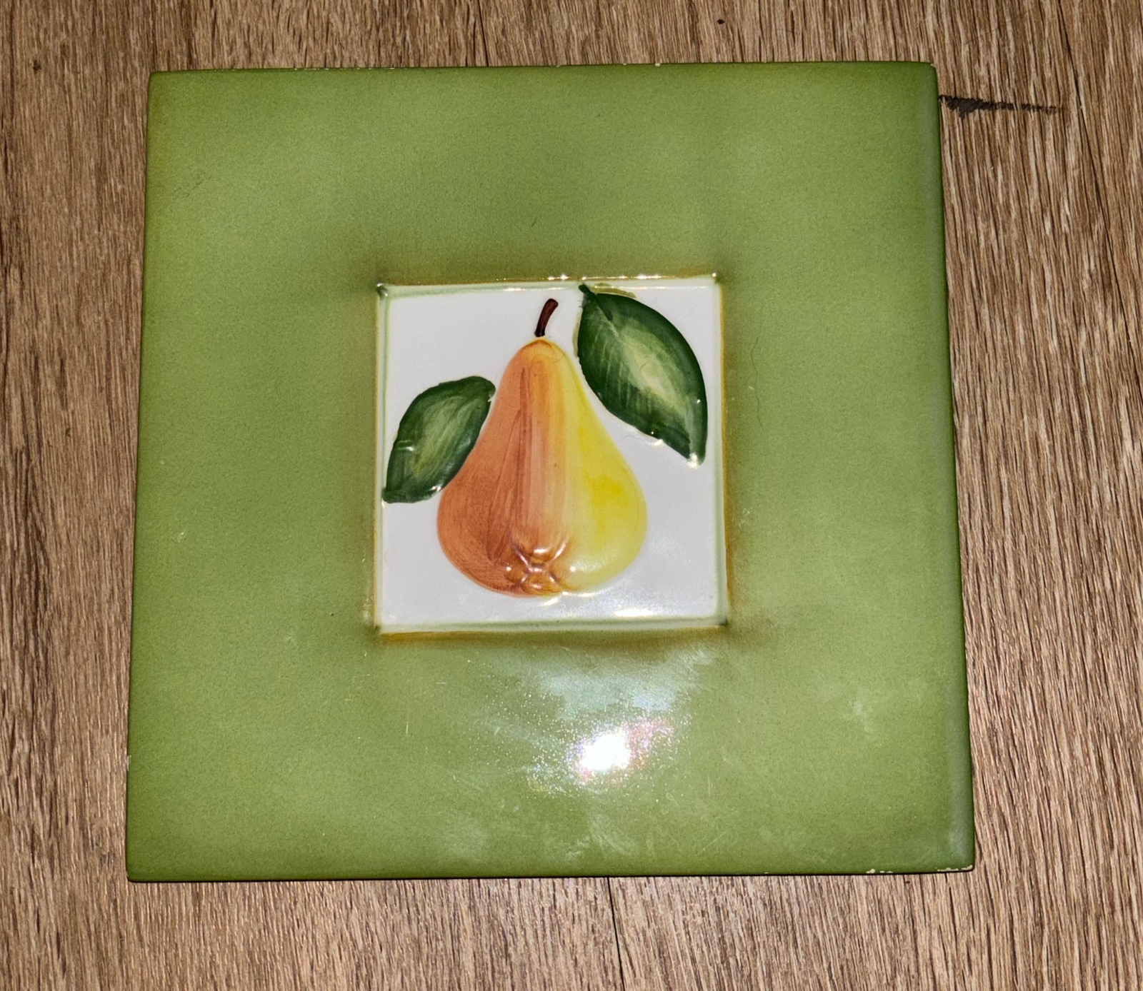 Hand painted fruit pear trivet made in Italy by Stefani box e