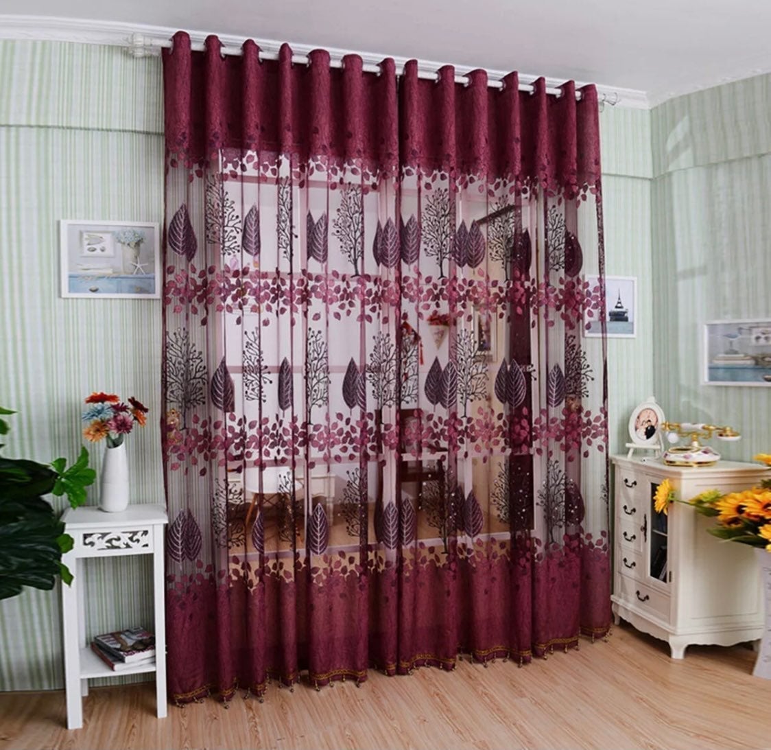 39 x98 Floral Sheer Curtain