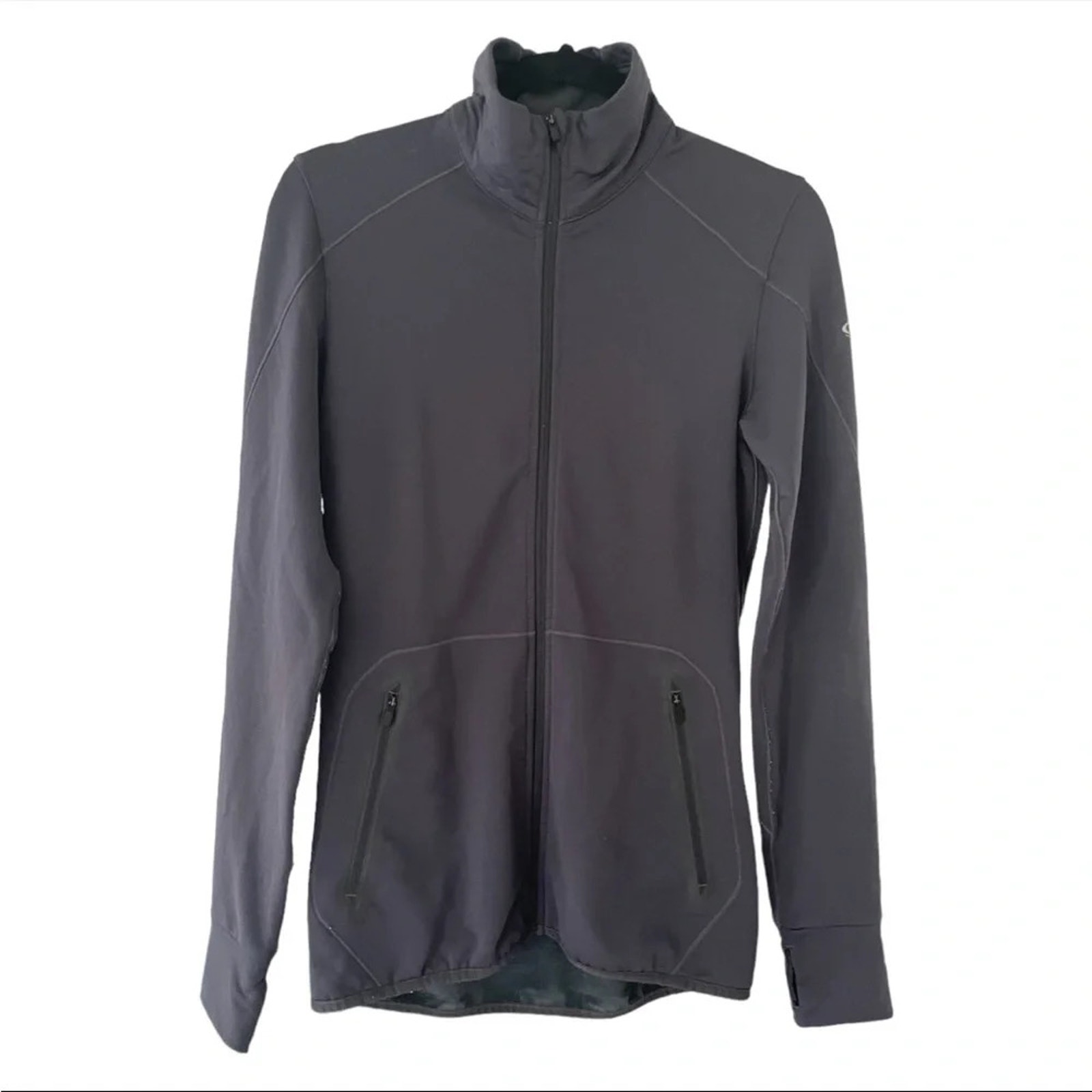 Icebreaker Jacket Womens Small Merino Base Layer Full Zip Mock Neck Wool