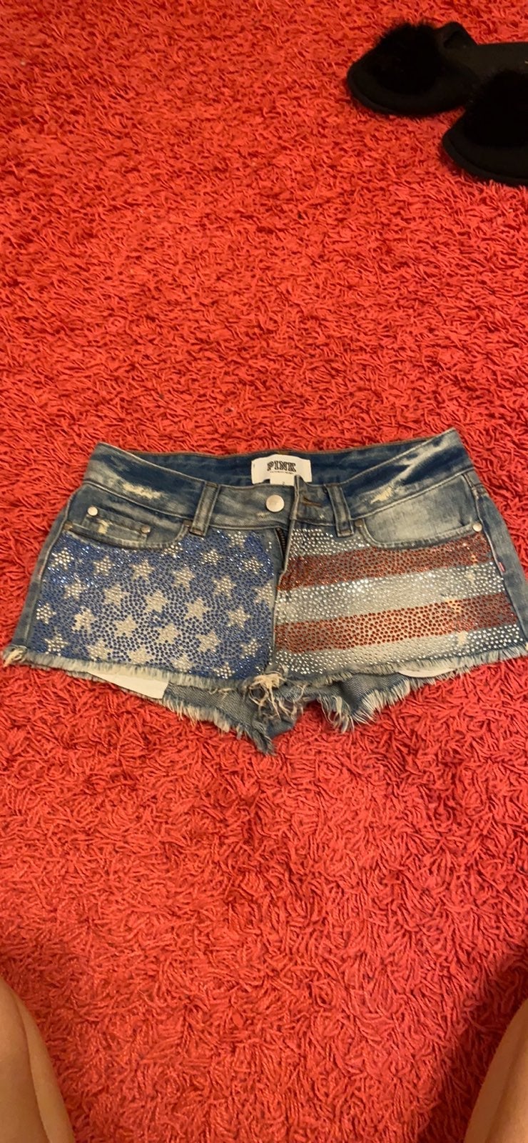 VS PINK American Flag Denim Shorts 0