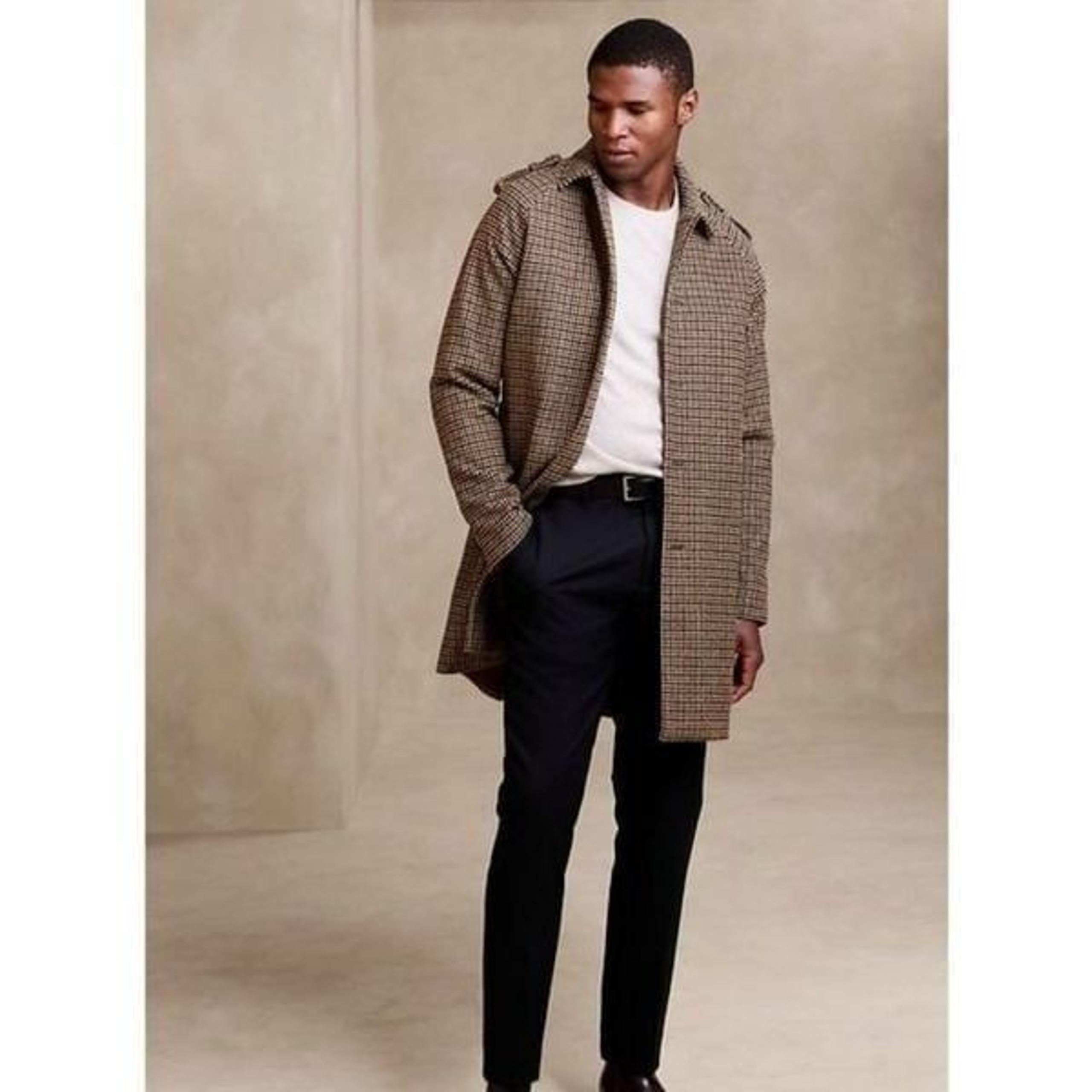 Banana Republic Size 2XL XXL Wool Blend Raglan Topcoat Brown Trench 737201 New