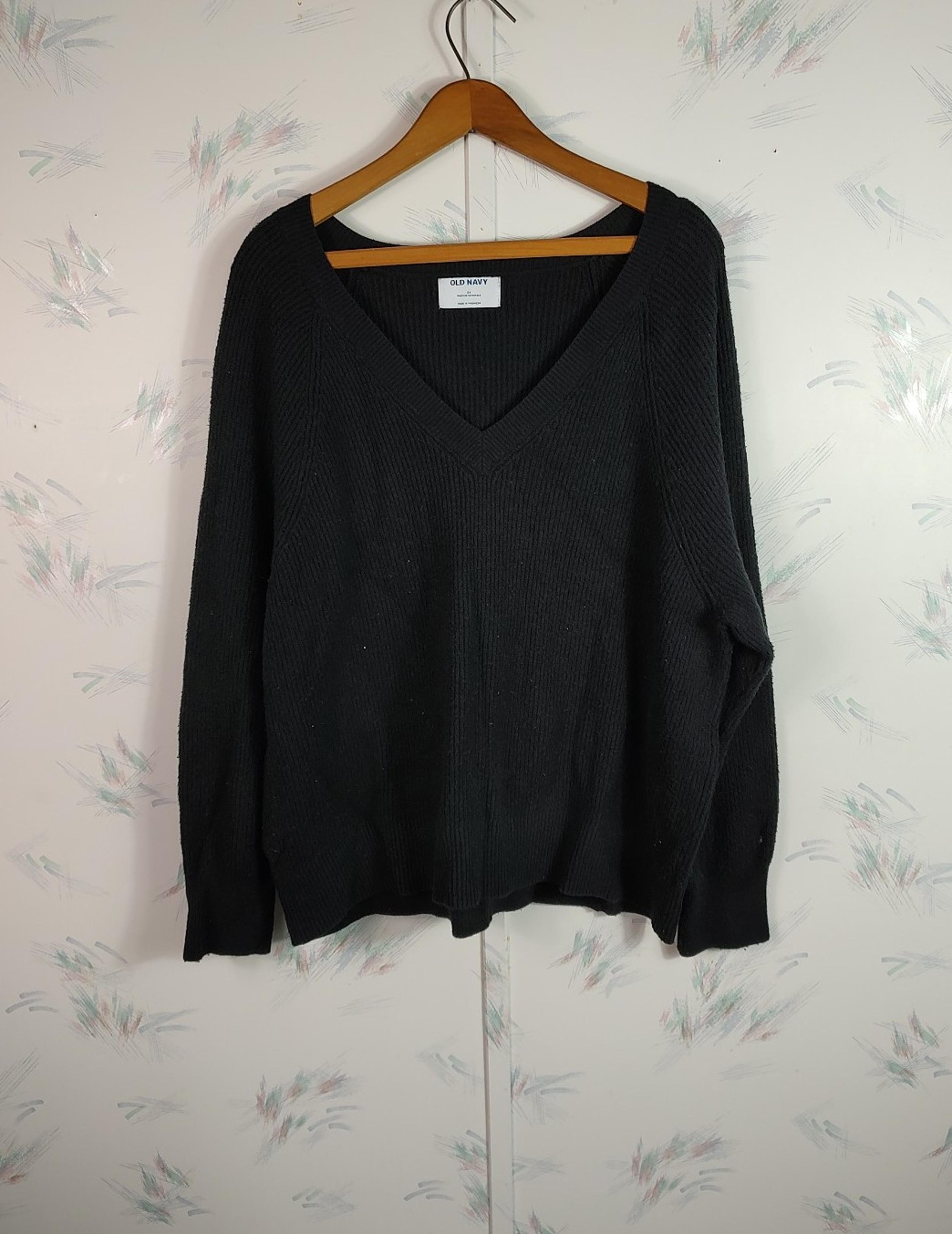 Old Navy Women's V-neck Shaker Stitch Cocoon Sweater 2XL