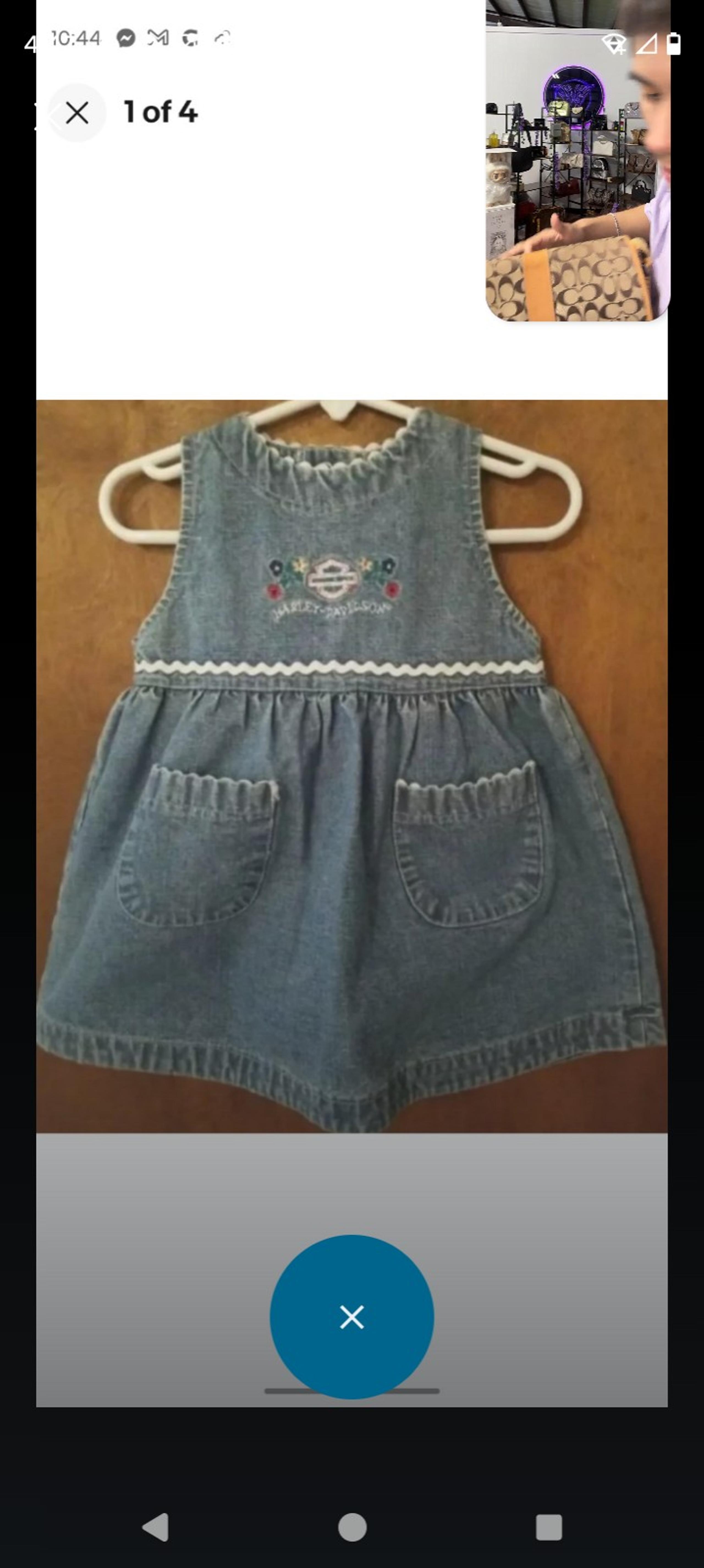 Cute Harley Davidson Motorcycle Denim Jean Dress Romper Jumper Floral Baby 24 mo