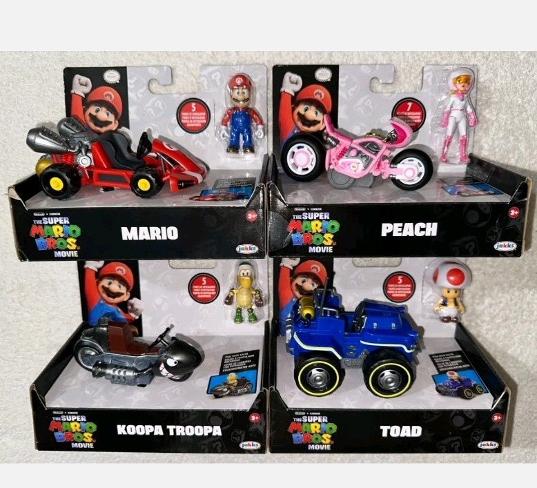 Super Mario Bros. Movie Bundle Mario Peach Toad & Koopa With Pull Back Racers Super Mario Bros. Movie Bundle Mario Peach Toad & Koopa With Pull Back Racers
