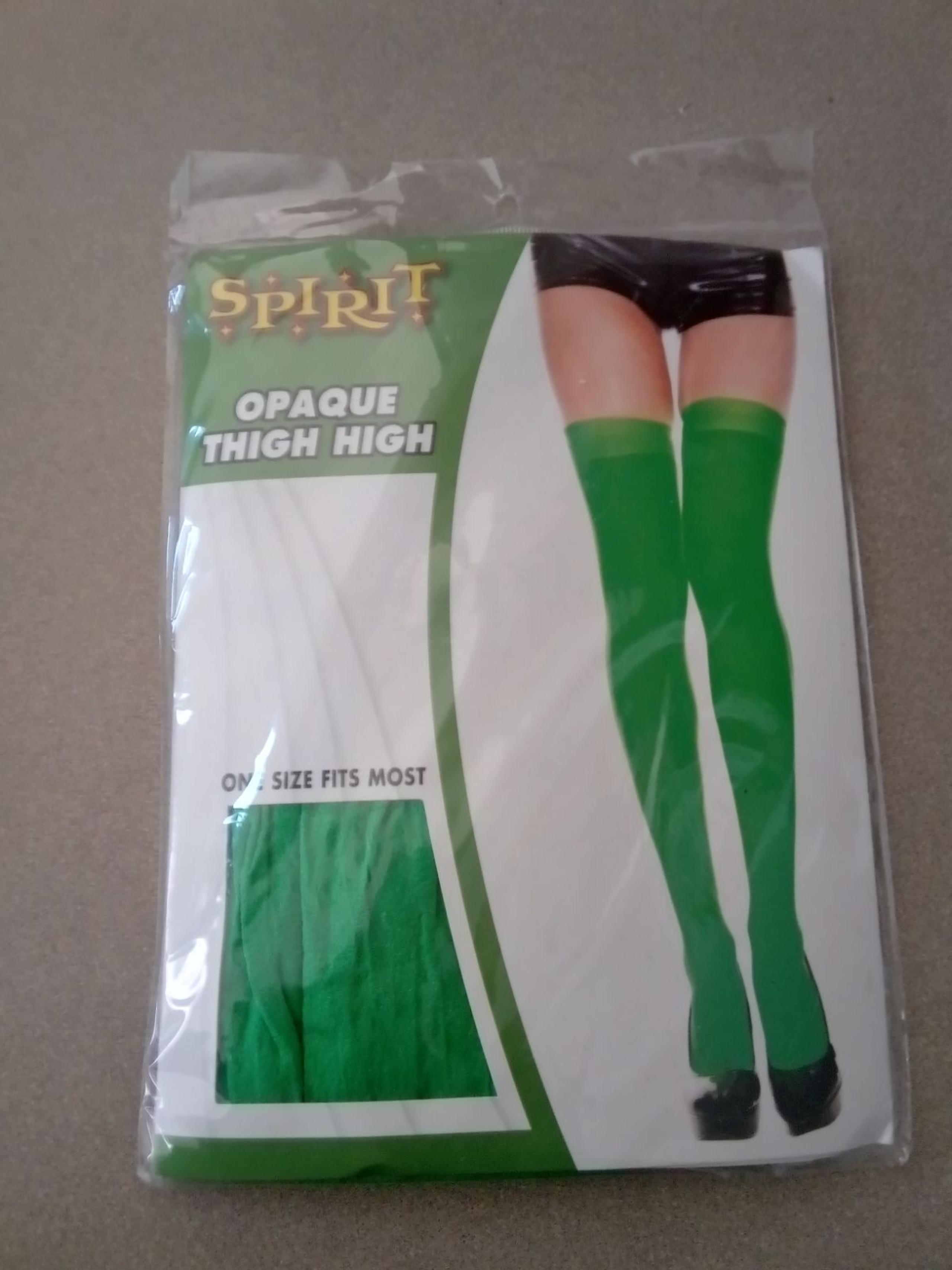 Opaque green thigh highs