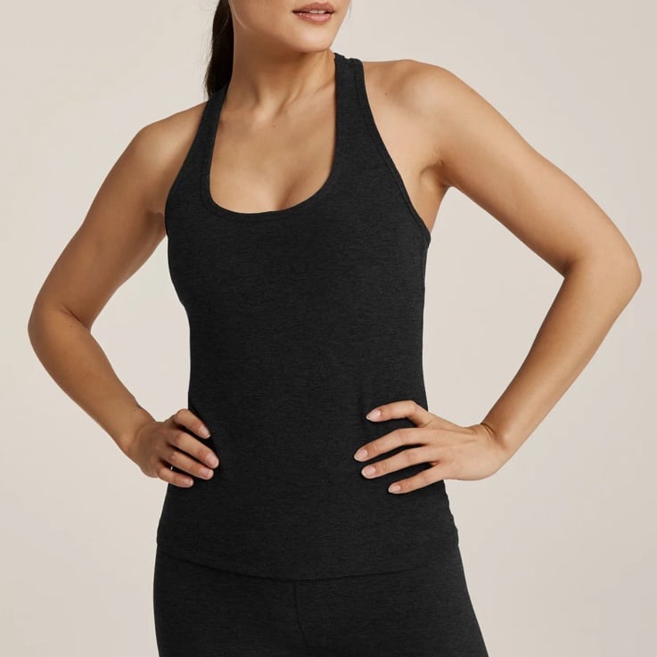 Beyond yoga Spacedye Step Up Racerback Tank darkest night grey xs