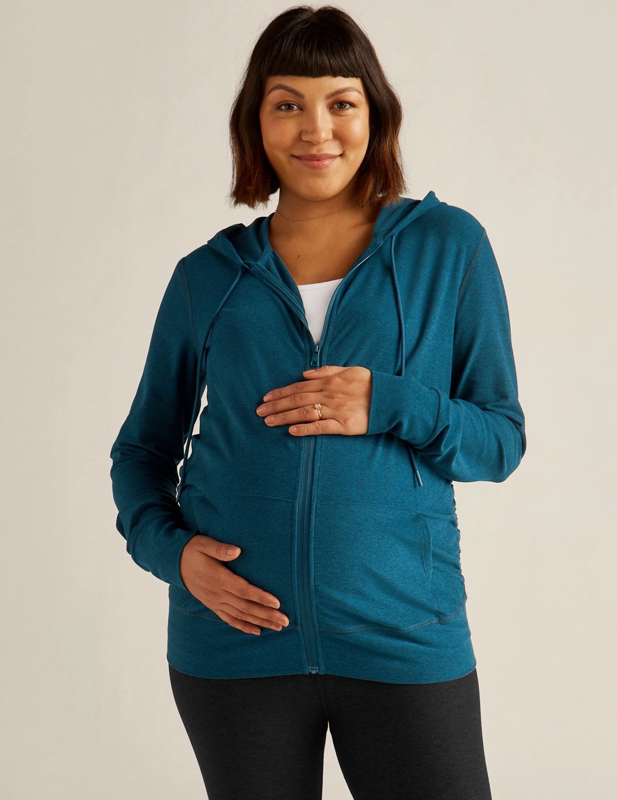 Beyond Yoga Beyond the Bump Spacedye Everyday Maternity Hoodie Sz L Blue Lounge