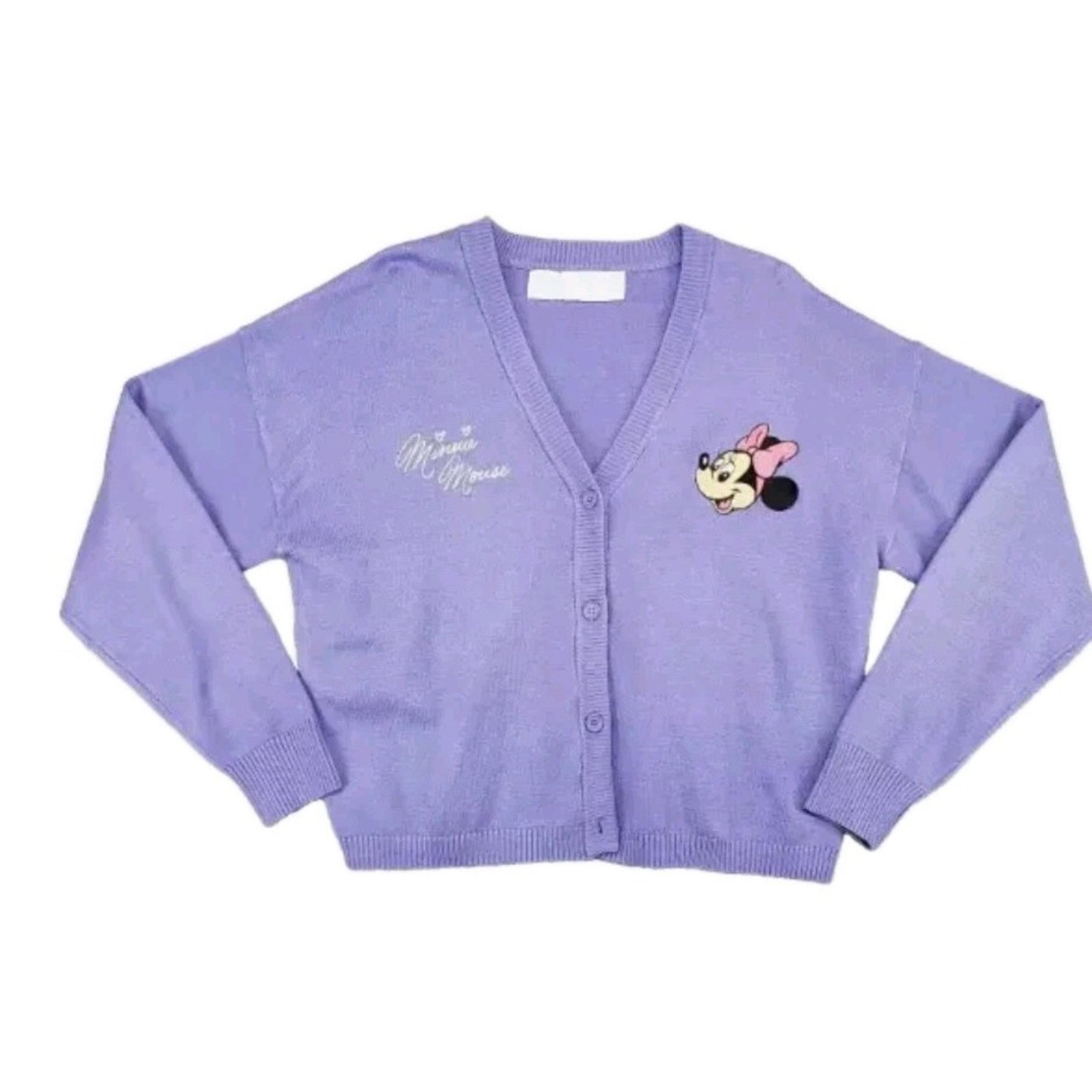Disney Parks Minnie Mouse Signature Purple Cardigan Sweater Womens 2XL