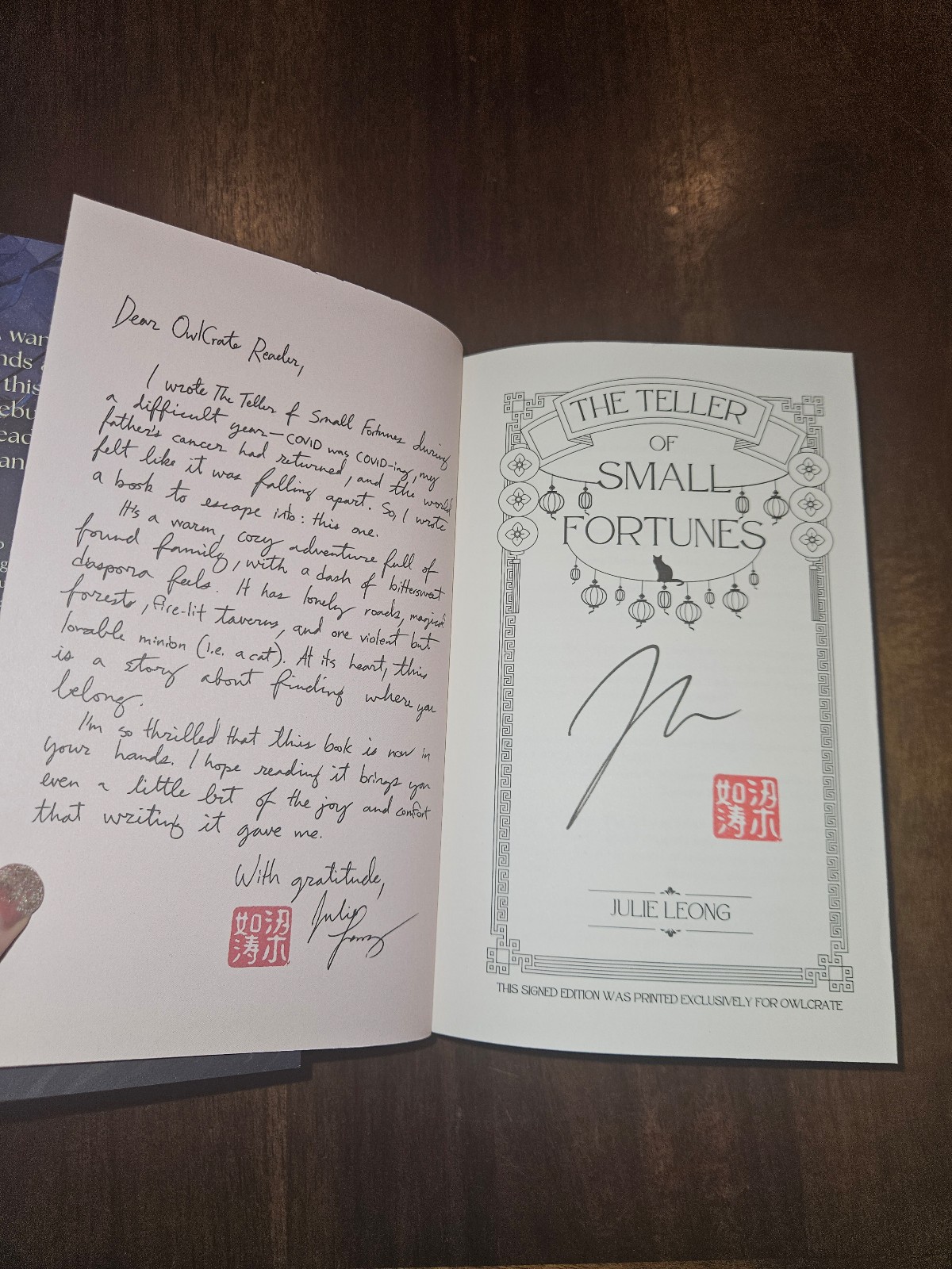 SIGNED Owlcrate The Teller of Small Fortunes by Julie Leong - detail