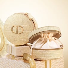 Christian DIOR Beauty Gold Makeup Bag Pouch Novelty Holiday 2024 with Box
