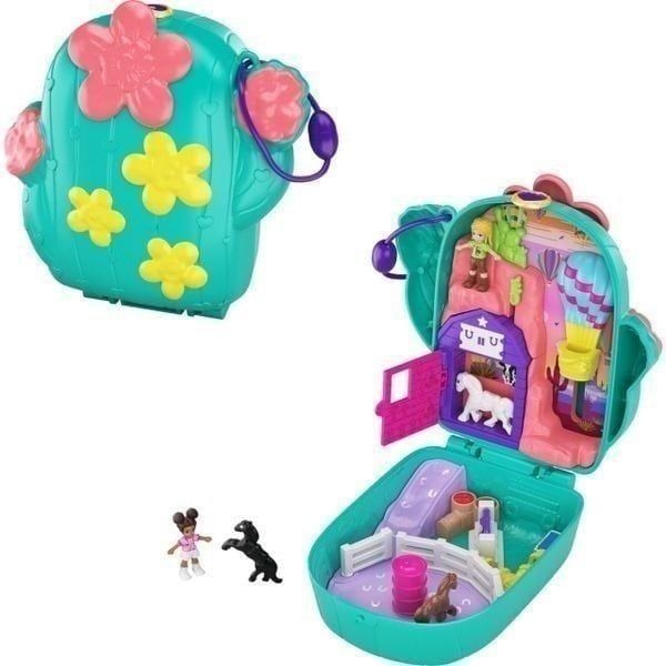 Polly Pocket Playset, Travel Toy with 2 Micro Dolls & Pet Horses, Pocket World