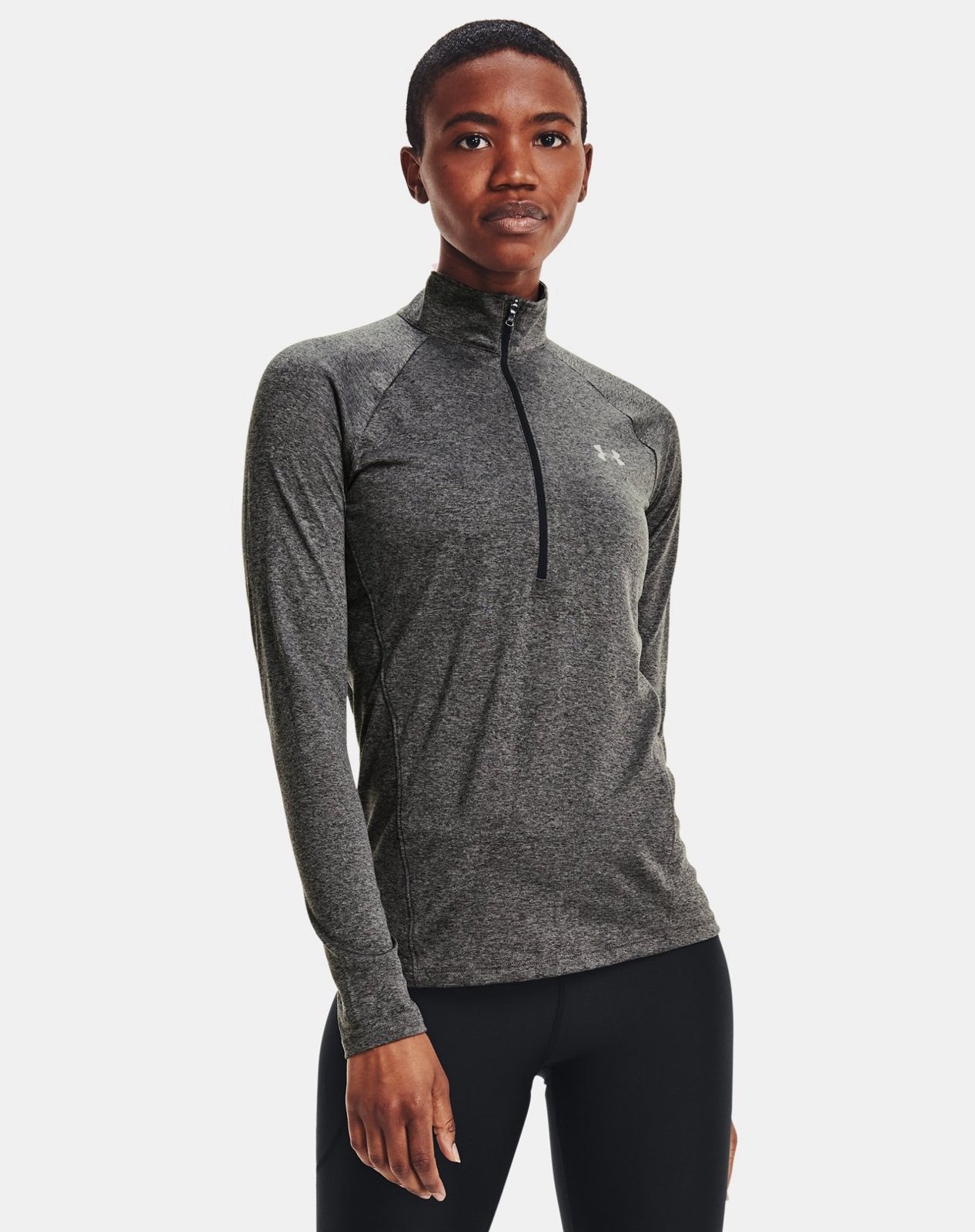 Women's UA Tech ½ Zip Heather Gray/Silver Under Armour T Shirt Long sleeve L