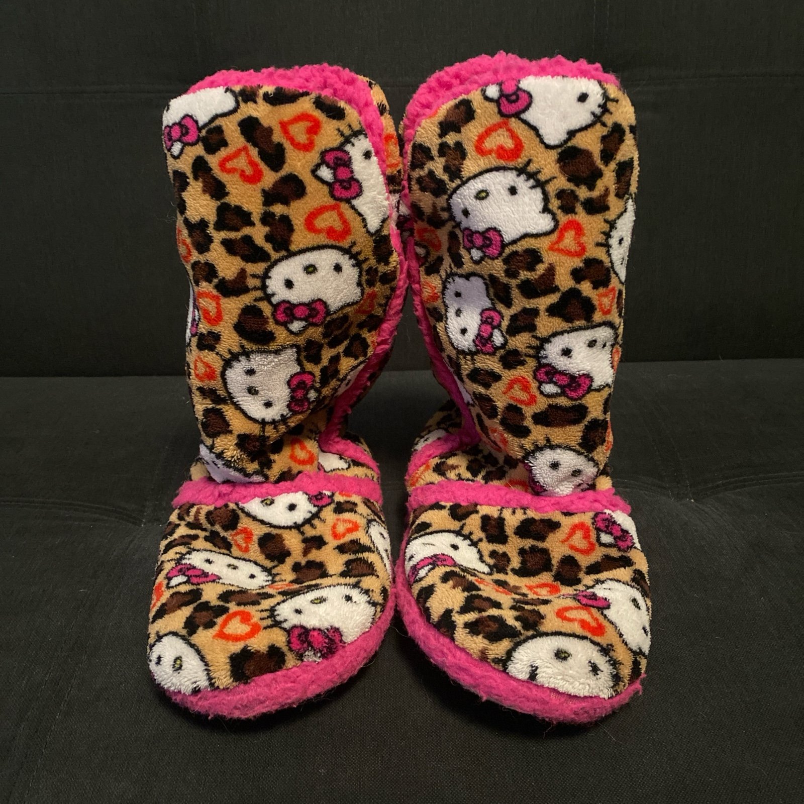 RARE Y2K Hello Kitty Leopard Print Slipper Boots!