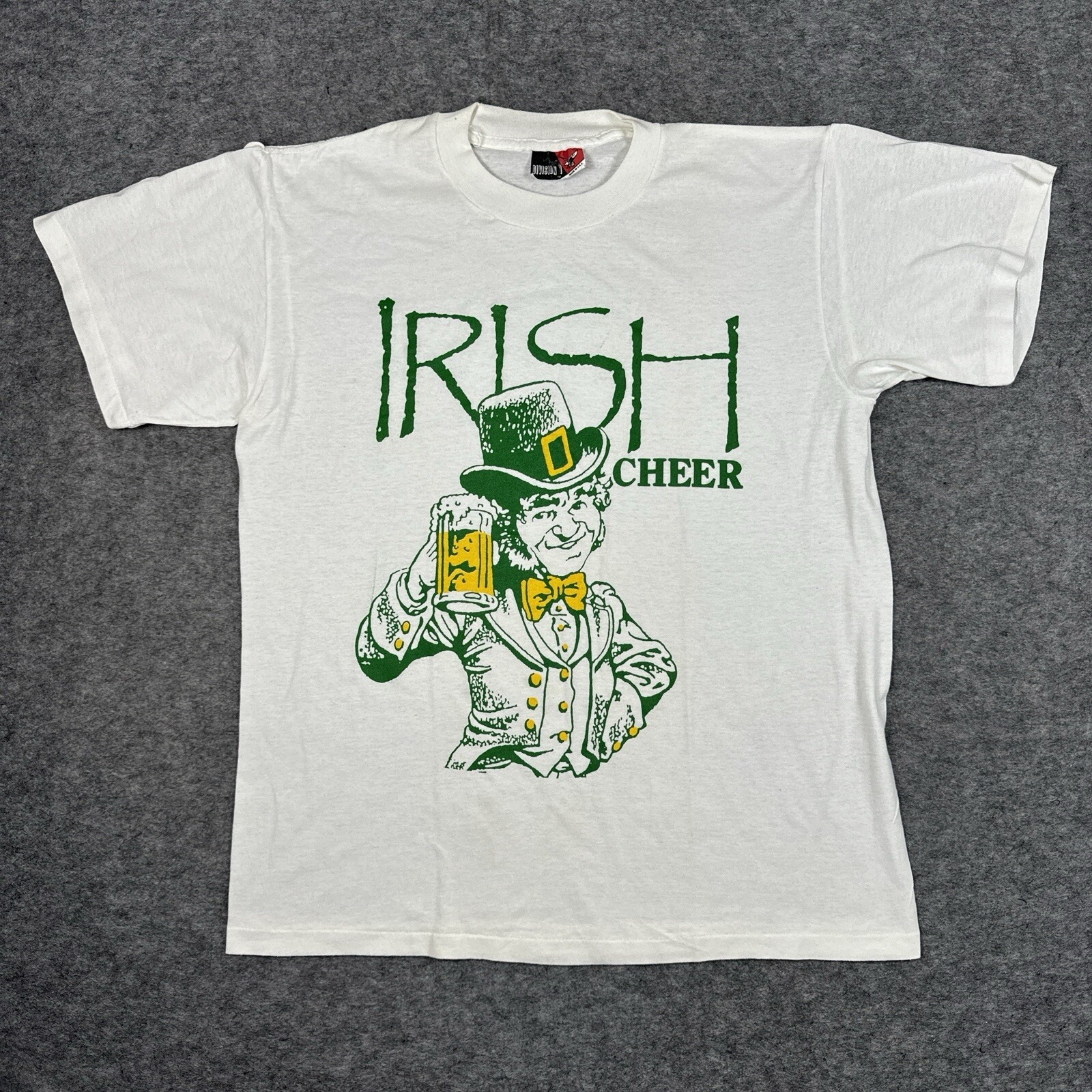 Vintage Division 1 T Shirt Mens XL White Irish Cheer Made In USA St Patricks Day