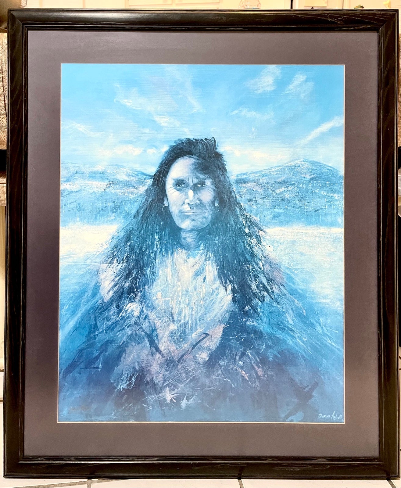 Charles Azbell, Native American- Ocean Portrait, Signed & Numbered 68/500 Litho