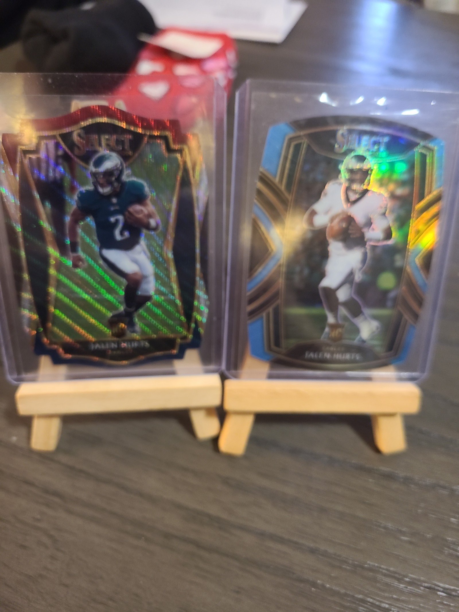 2 Jaylen Hurts Rookie Cards Select Die-cuts blue and tri-color