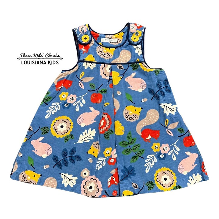 Baby Boden 6-12m Woodland Animals Pinnie Dress