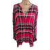 Lane Bryant Red Plaid Long Sleeve Peplum Hi Low Tunic Plus Size 22 24 3X
