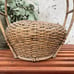 Vintage MCM Wicker Hanging Basket Bentwood Bamboo Structural Handle Large