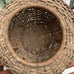 Vintage MCM Wicker Hanging Basket Bentwood Bamboo Structural Handle Large