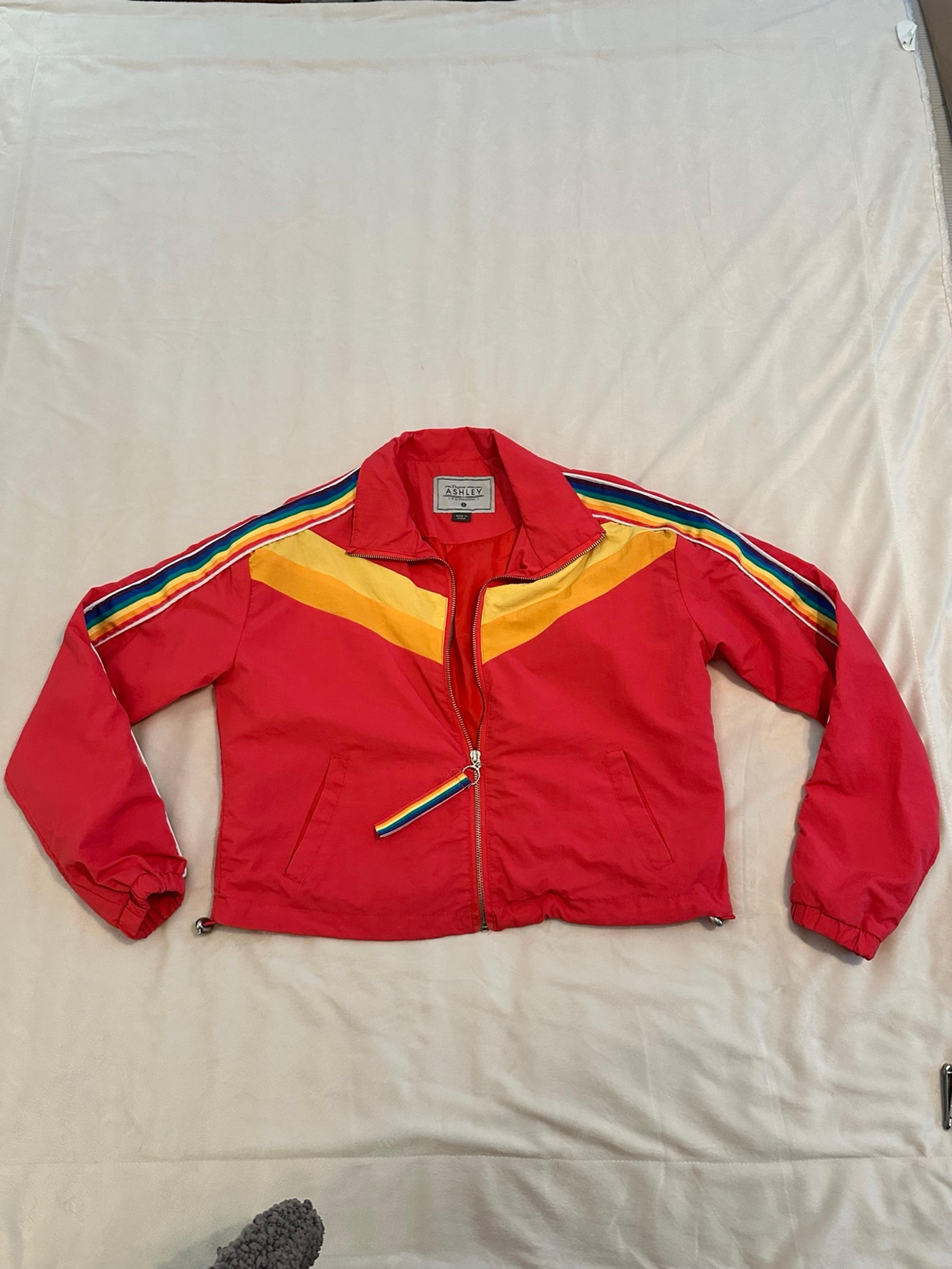 Ashley by 26 International Women's Retro Rainbow Windbreaker Jacket Sz Small