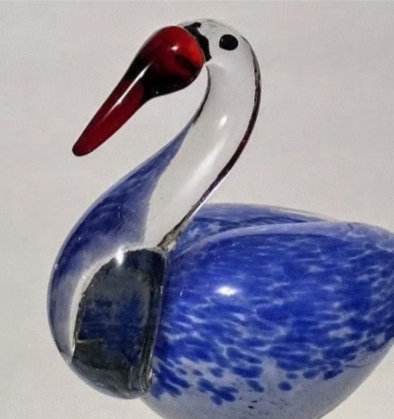 Hand Blown Art Glass Flamingo/Stork/Bird On 7 1/2 Metal Legs, 12 Tall